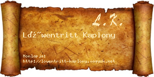 Löwentritt Kaplony névjegykártya